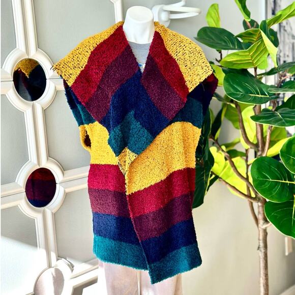 Alice + Olivia Muriel Striped Wool Oversized Vest Shawl Size M/L - Picture 12 of 13